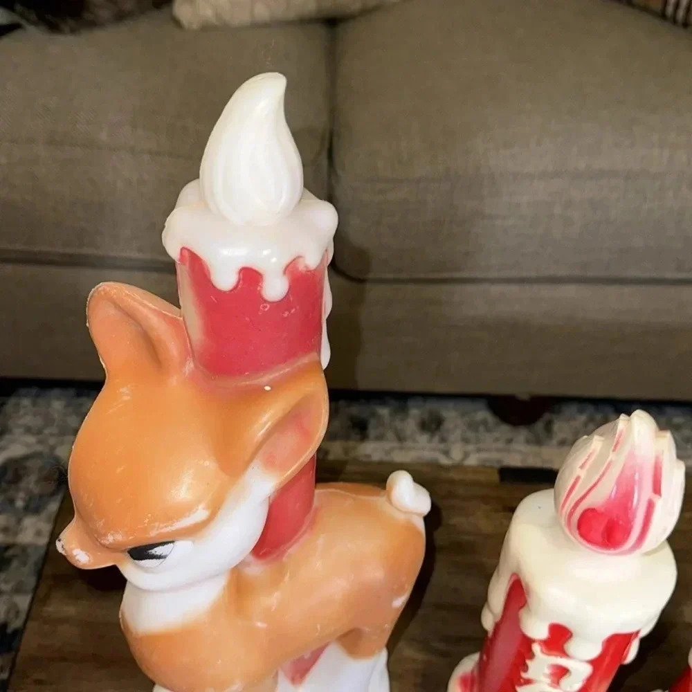 VINTAGE 4CT 1970’s Christmas Plastic Decor Empire Candle Blow Molds Holiday/Noel - Picture 12 of 17